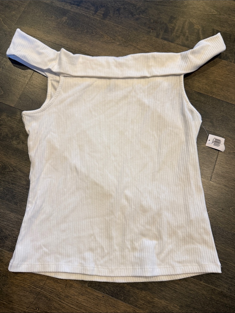 Old Navy White Off-Shoulder Ribbed Tank Top